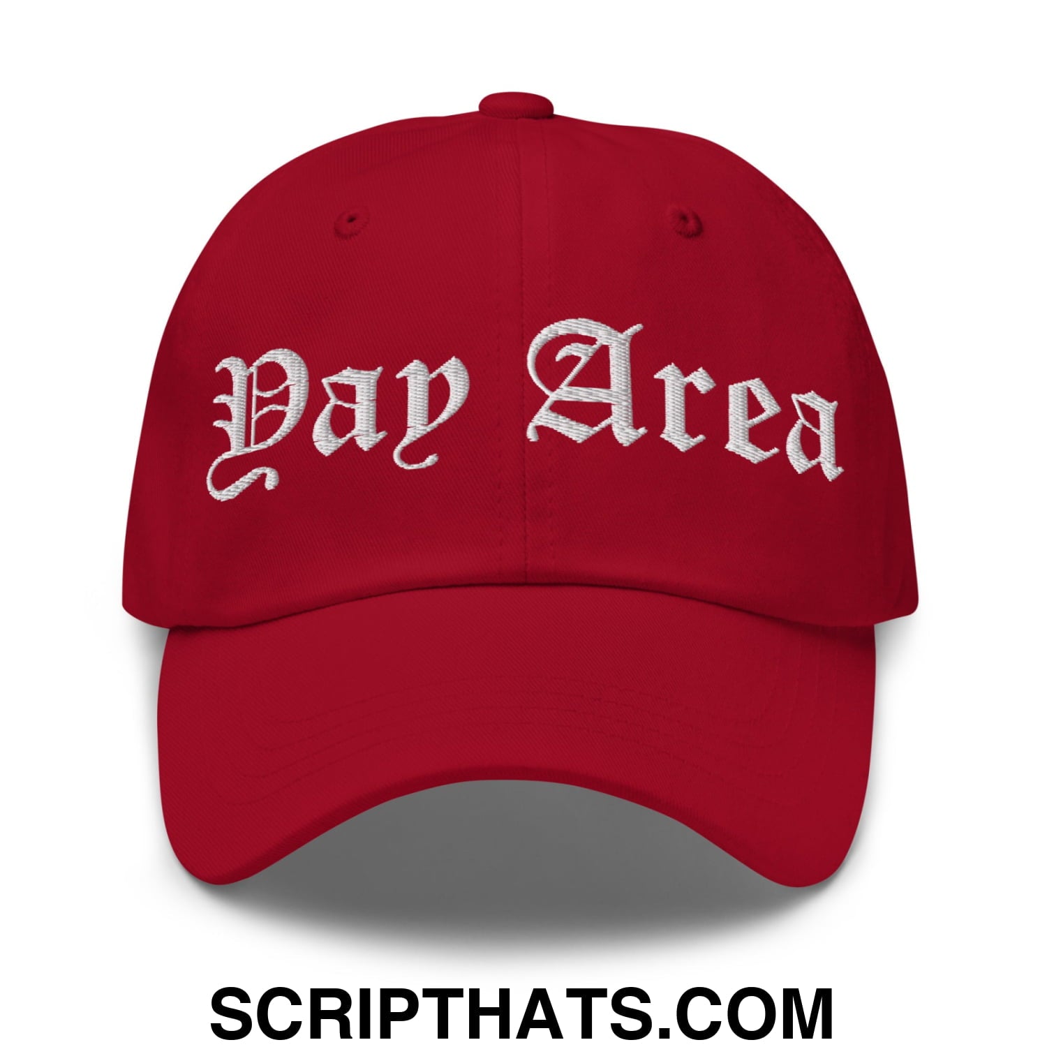 Yay Area Old English Embroidered Unstructured Dad Hat Cranberry