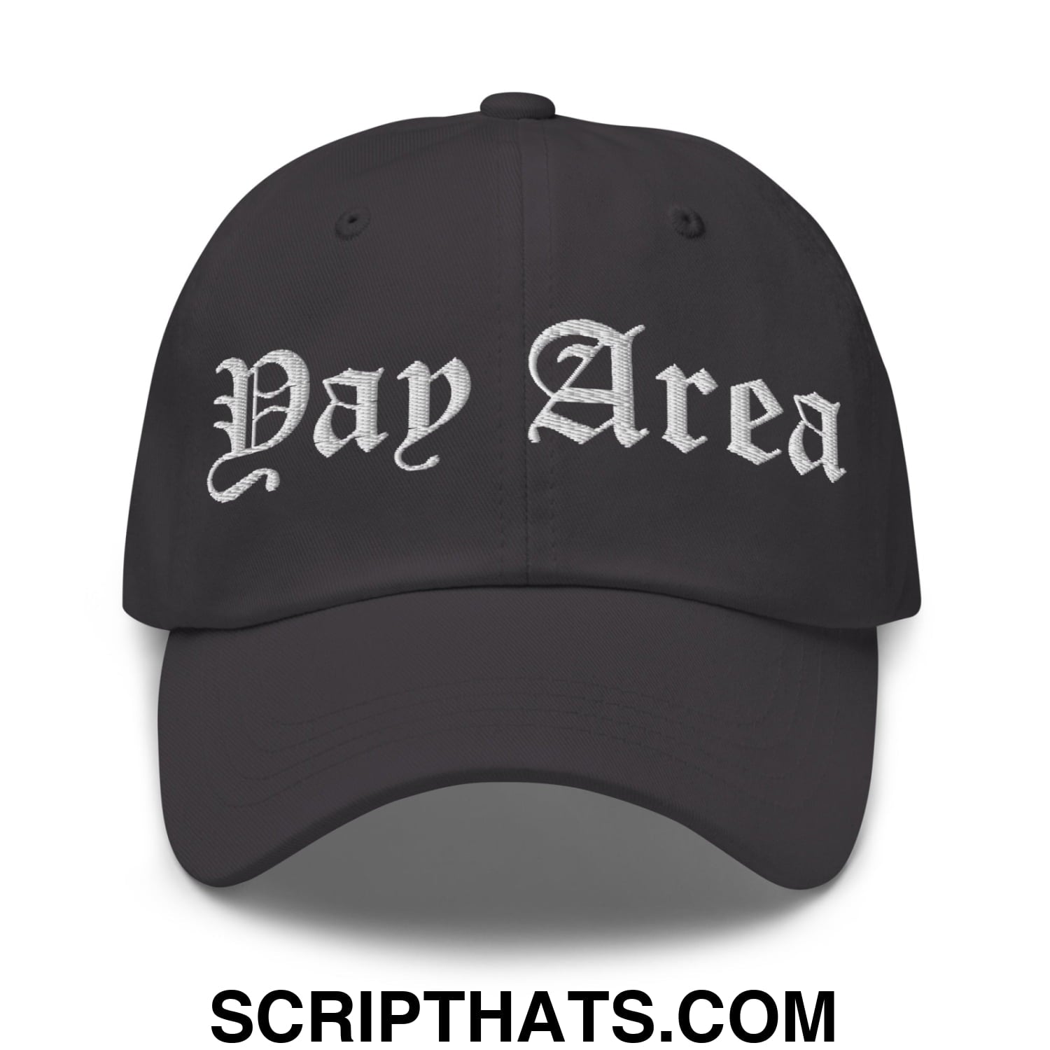 Yay Area Old English Embroidered Unstructured Dad Hat Dark Grey