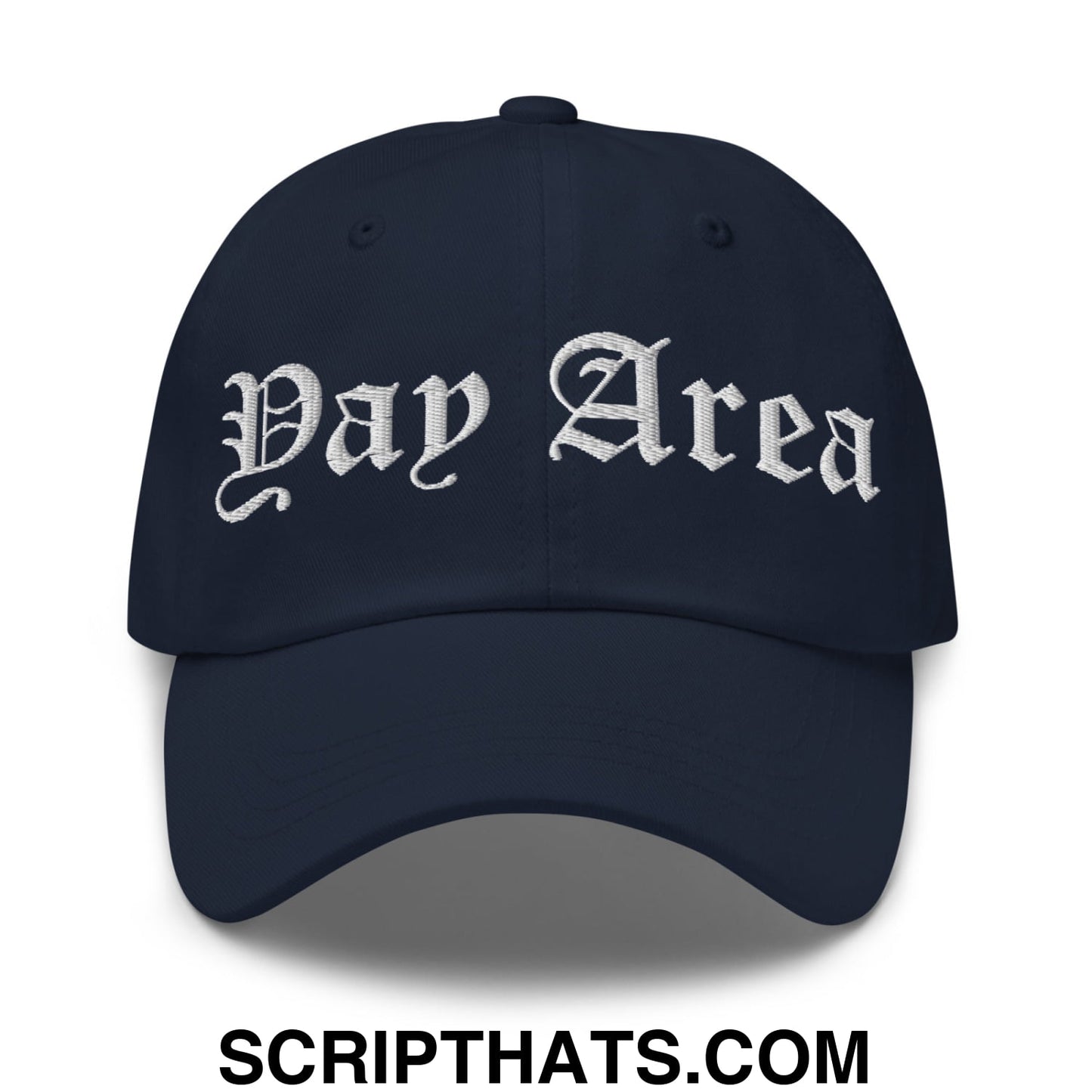 Yay Area Old English Embroidered Unstructured Dad Hat Navy