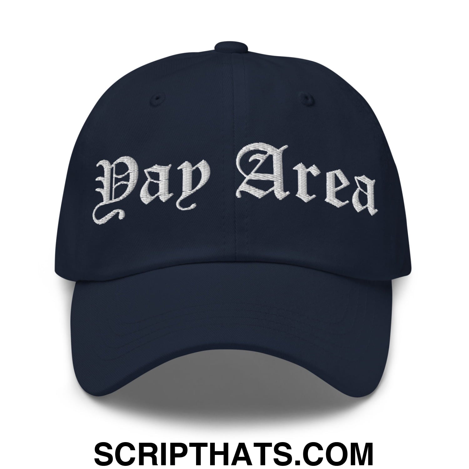 Yay Area Old English Embroidered Unstructured Dad Hat Navy