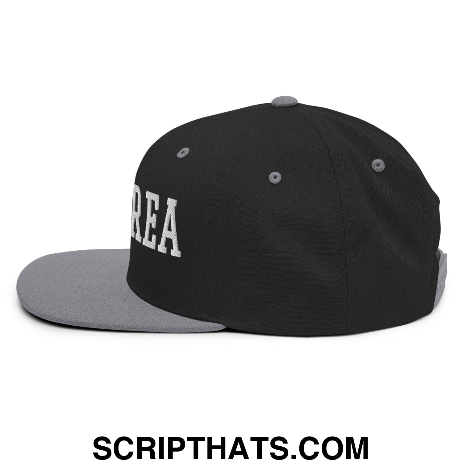 Yay Area Varsity College Block Embroidered Flat Bill Brim Snapback Hat Black Silver