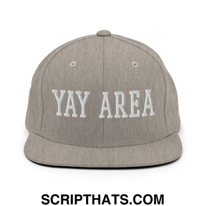 Yay Area Varsity College Block Embroidered Flat Bill Brim Snapback Hat Heather Grey