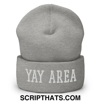 Yay Area Varsity College Block Embroidered Knit Cuffed Beanie Heather Grey