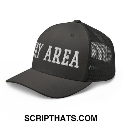Yay Area Varsity College Block Embroidered Mesh Trucker Hat Charcoal