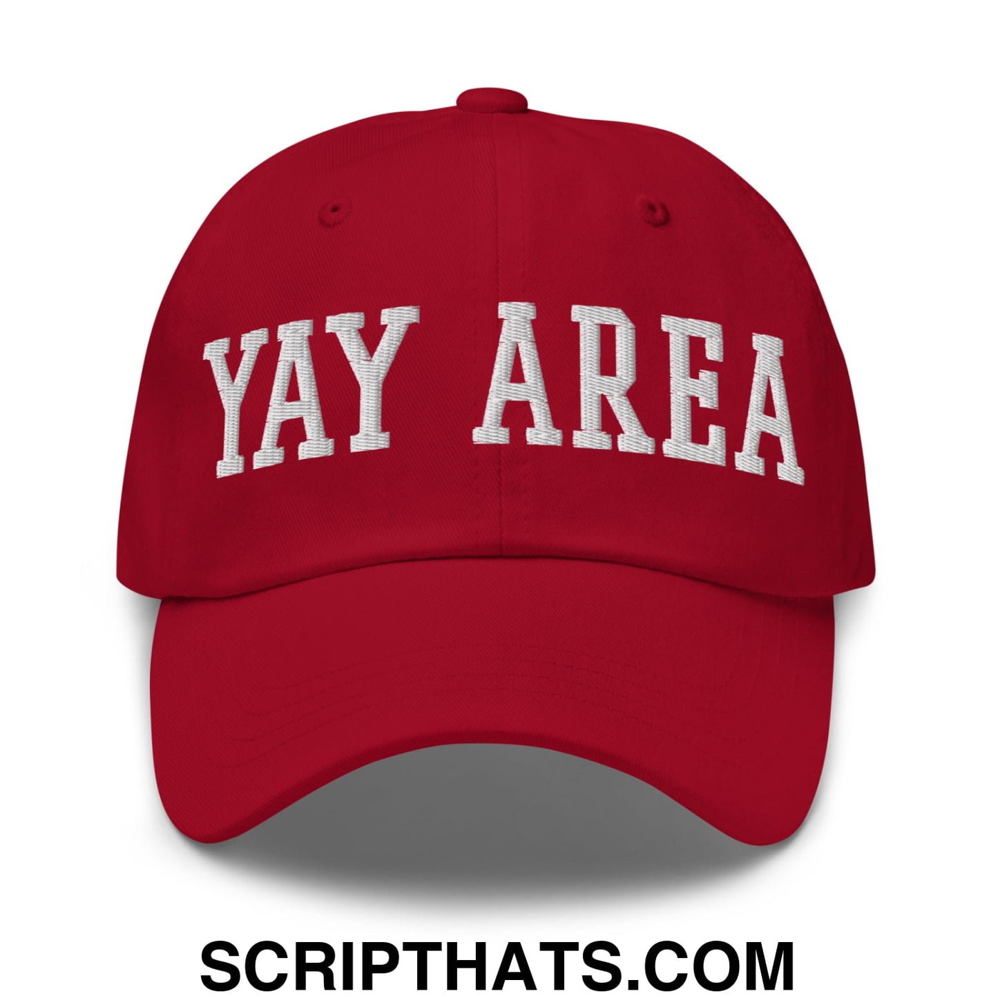 Yay Area Varsity College Block Embroidered Unstructured Dad Hat Cranberry