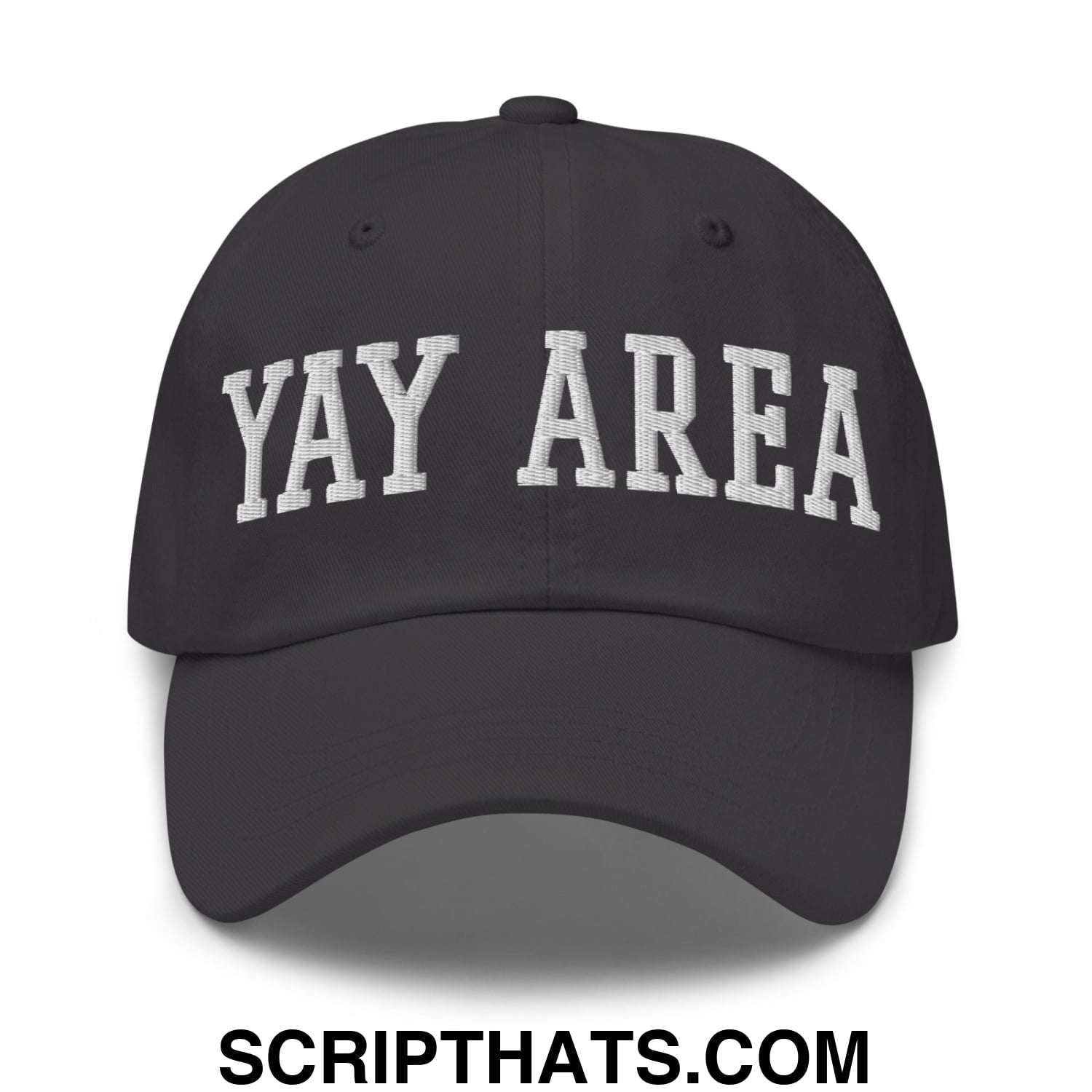 Yay Area Varsity College Block Embroidered Unstructured Dad Hat Dark Grey