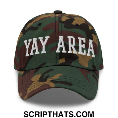 Yay Area Varsity College Block Embroidered Unstructured Dad Hat Green Camo