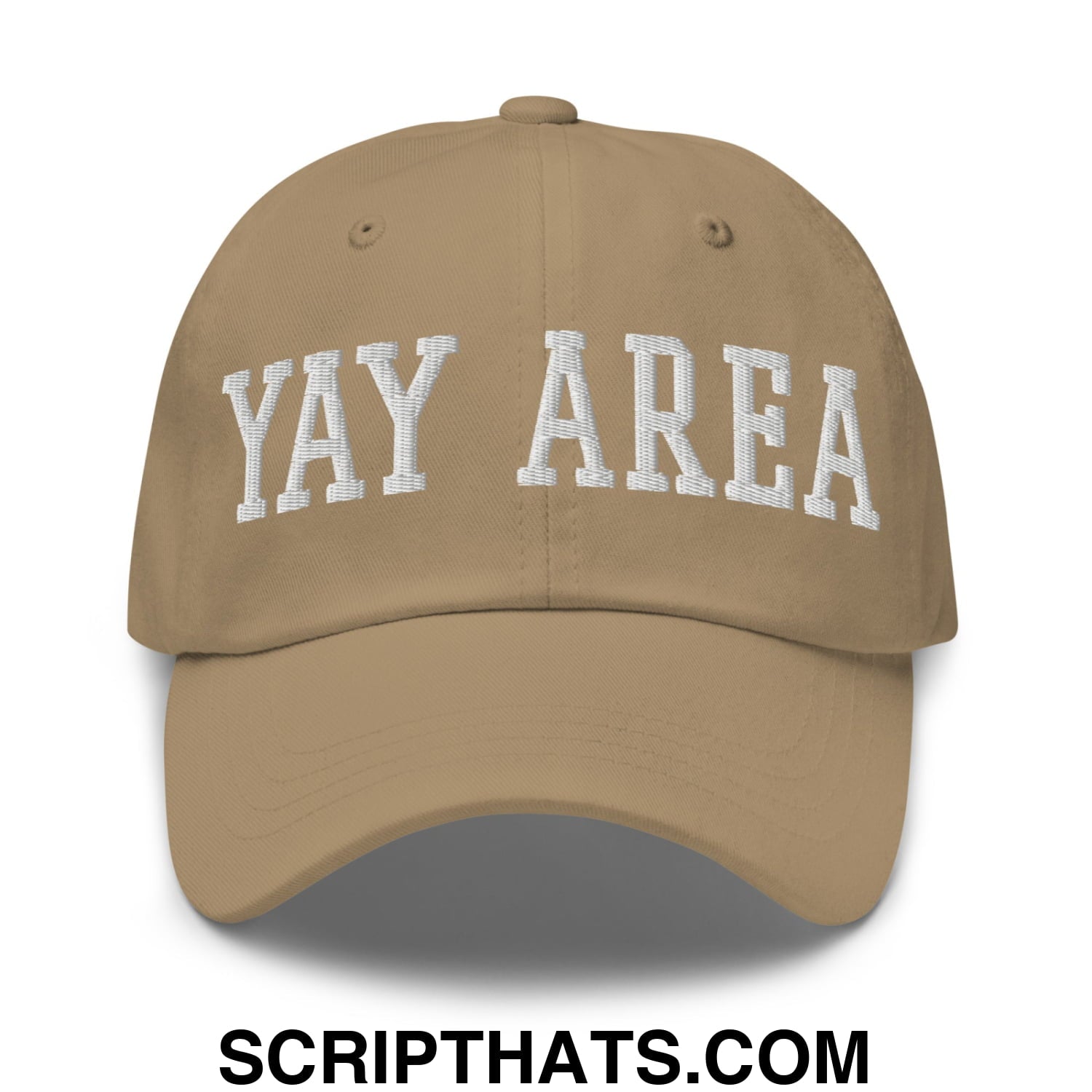 Yay Area Varsity College Block Embroidered Unstructured Dad Hat Khaki