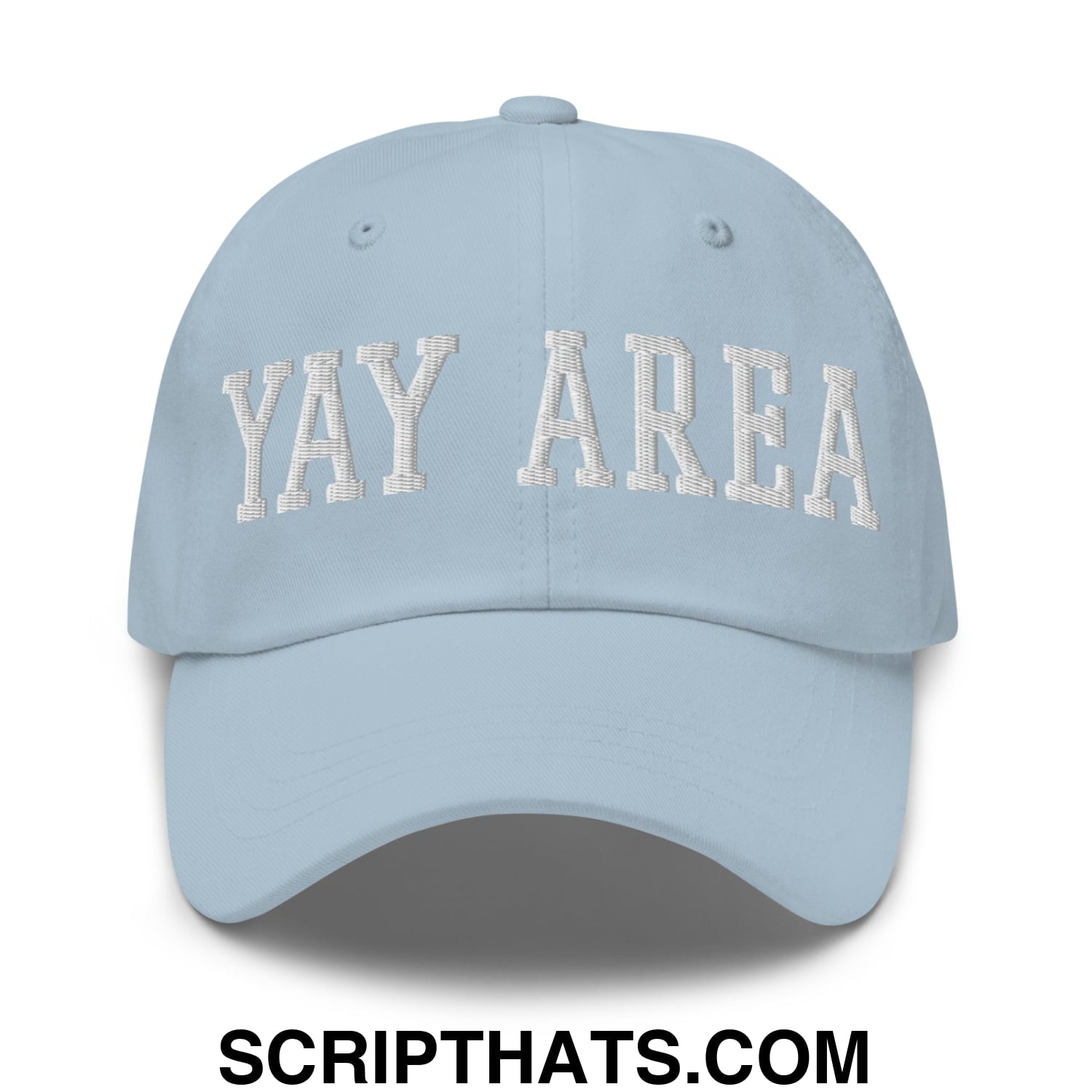 Yay Area Varsity College Block Embroidered Unstructured Dad Hat Light Blue