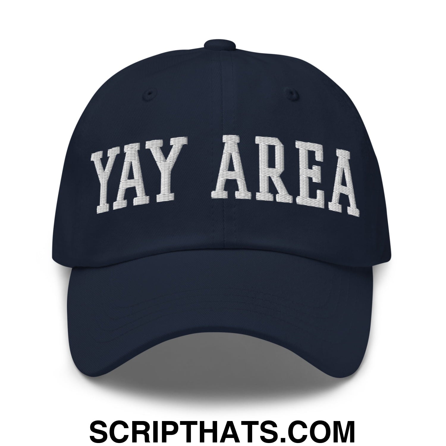 Yay Area Varsity College Block Embroidered Unstructured Dad Hat Navy