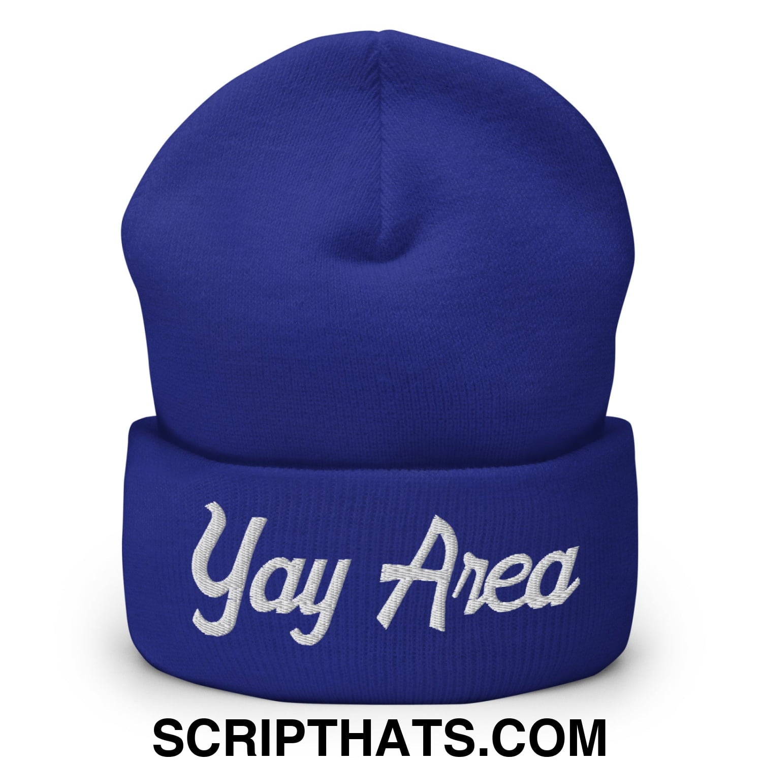 Yay Area Vintage Sports Script Embroidered Knit Cuffed Beanie Royal