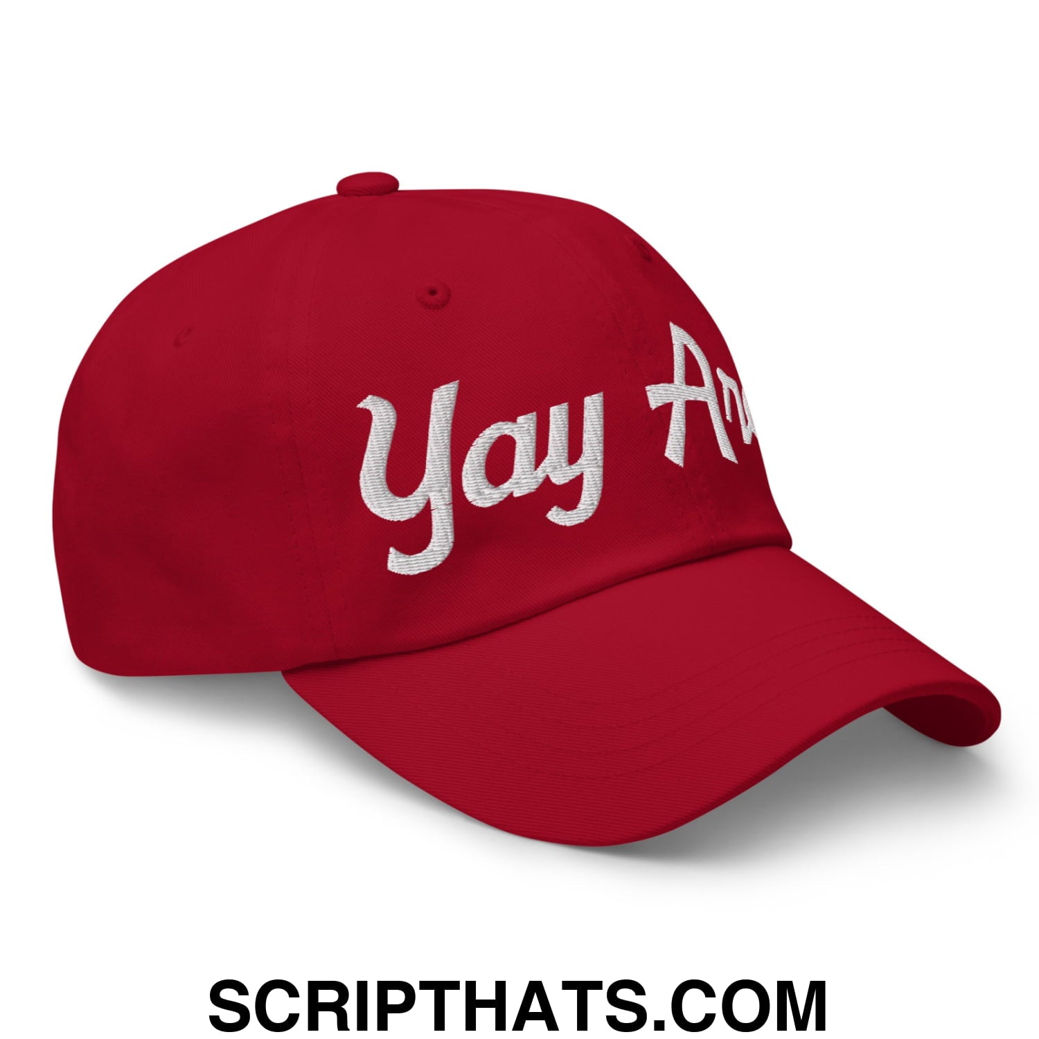 Yay Area Vintage Sports Script Embroidered Unstructured Dad Hat Cranberry
