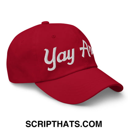 Yay Area Vintage Sports Script Embroidered Unstructured Dad Hat Cranberry