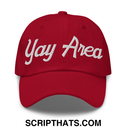 Yay Area Vintage Sports Script Embroidered Unstructured Dad Hat Cranberry
