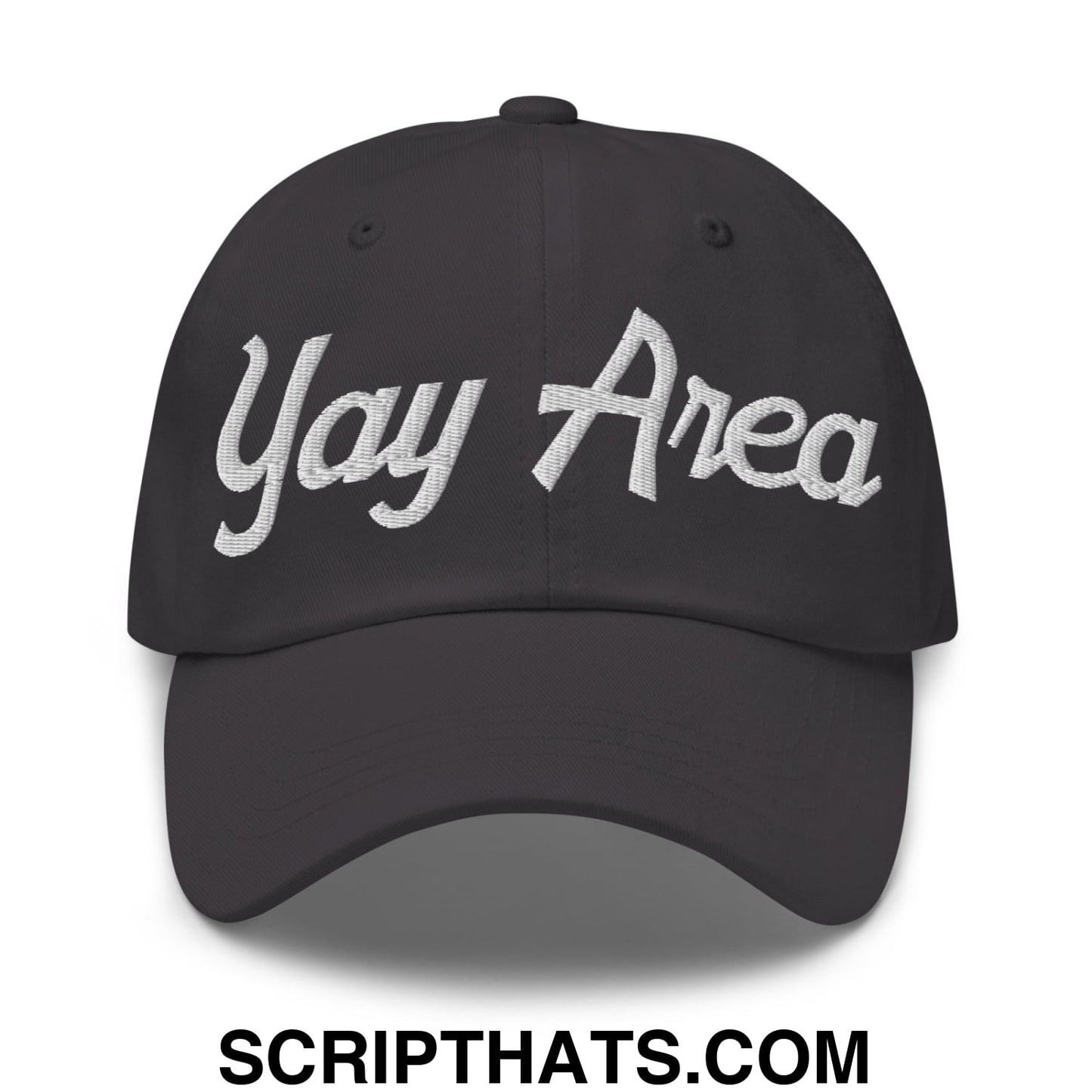 Yay Area Vintage Sports Script Embroidered Unstructured Dad Hat Dark Grey