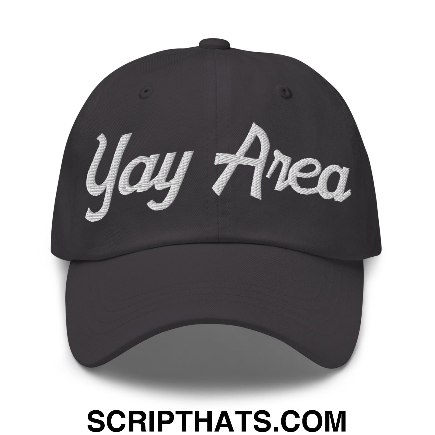Yay Area Vintage Sports Script Embroidered Unstructured Dad Hat Dark Grey