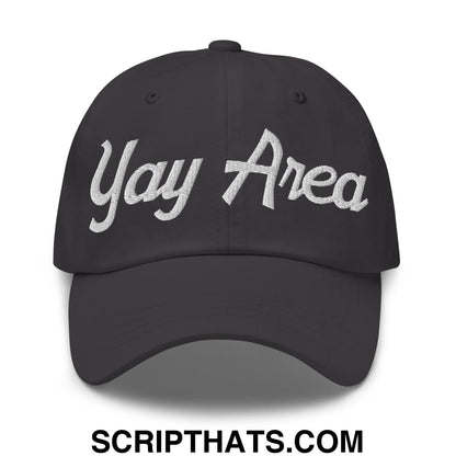 Yay Area Vintage Sports Script Embroidered Unstructured Dad Hat Dark Grey