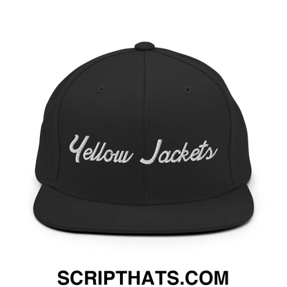 Yellow Jackets School Mascot Script Snapback Hat Black