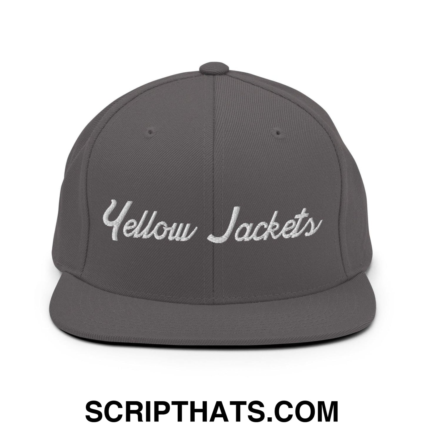 Yellow Jackets School Mascot Script Snapback Hat Dark Grey