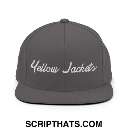 Yellow Jackets School Mascot Script Snapback Hat Dark Grey