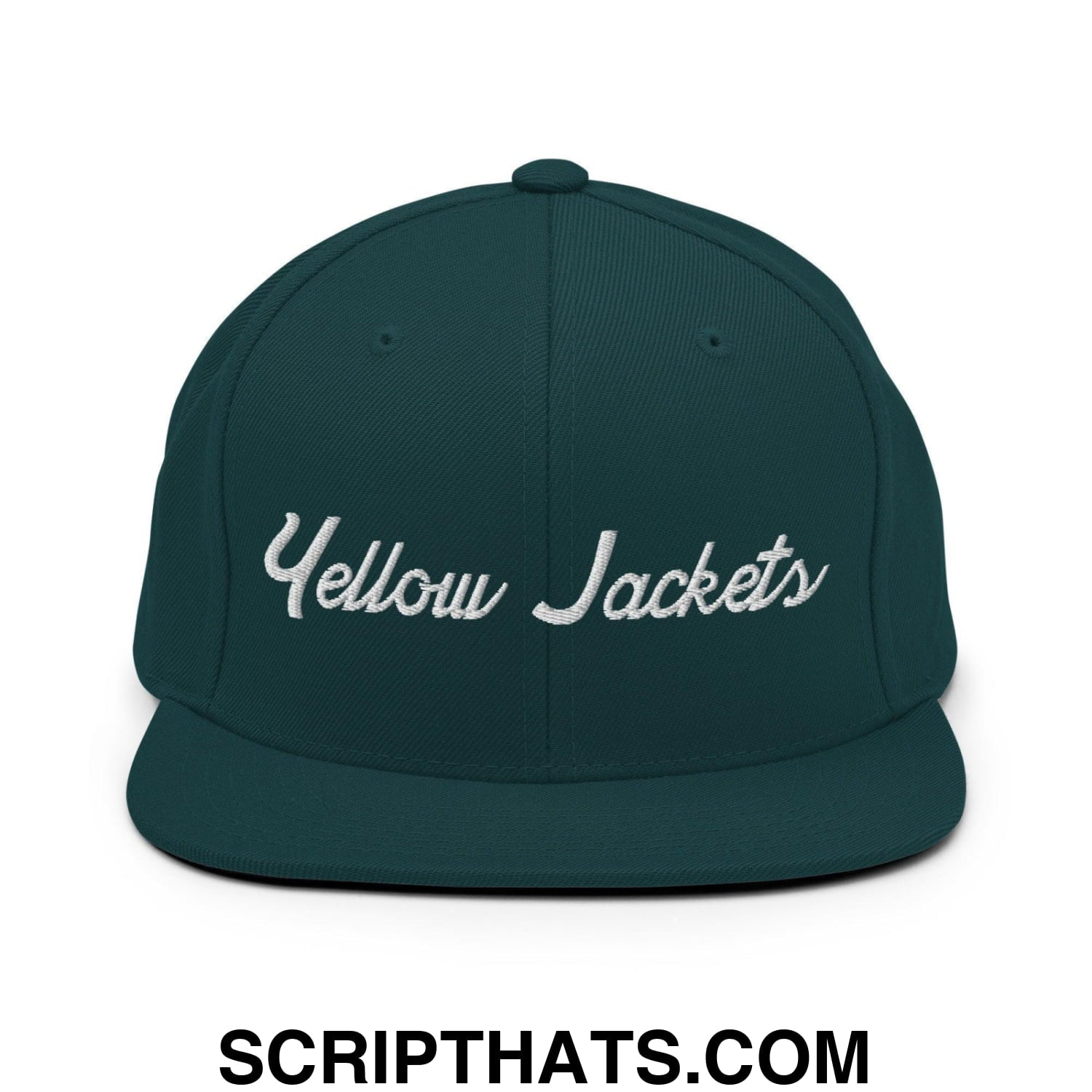 Yellow Jackets School Mascot Script Snapback Hat Spruce