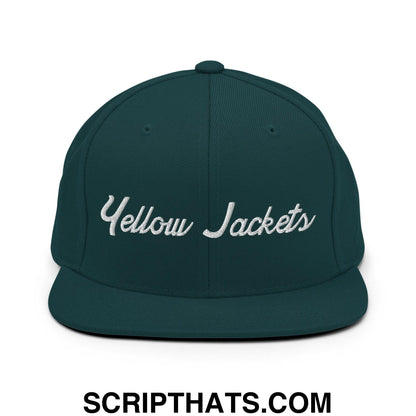 Yellow Jackets School Mascot Script Snapback Hat Spruce