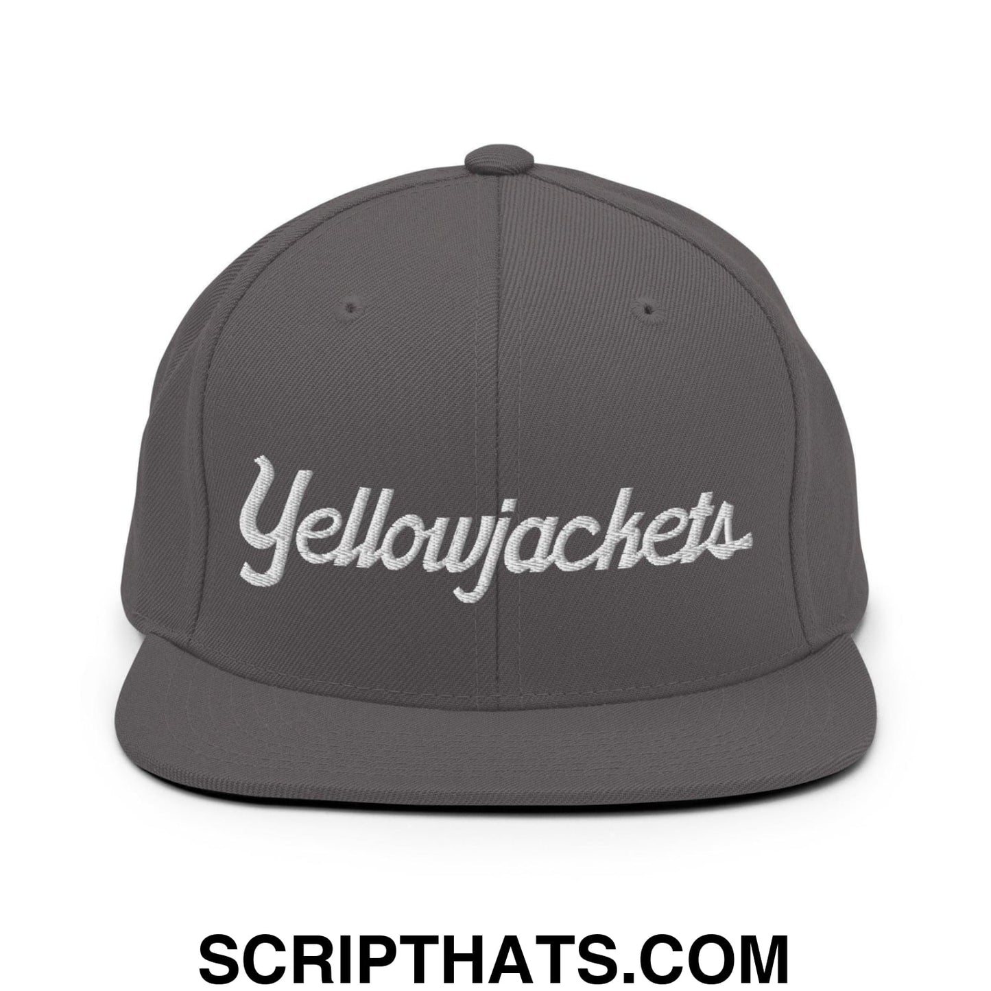 Yellowjackets School Mascot Script Snapback Hat Dark Grey