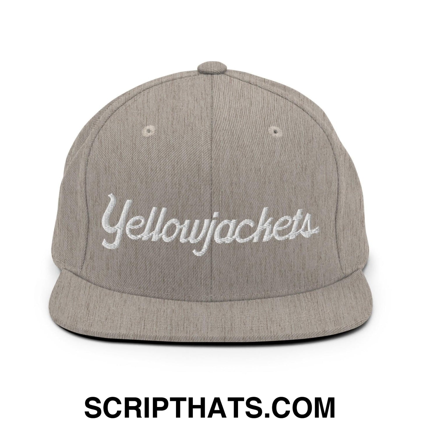 Yellowjackets School Mascot Script Snapback Hat Heather Grey
