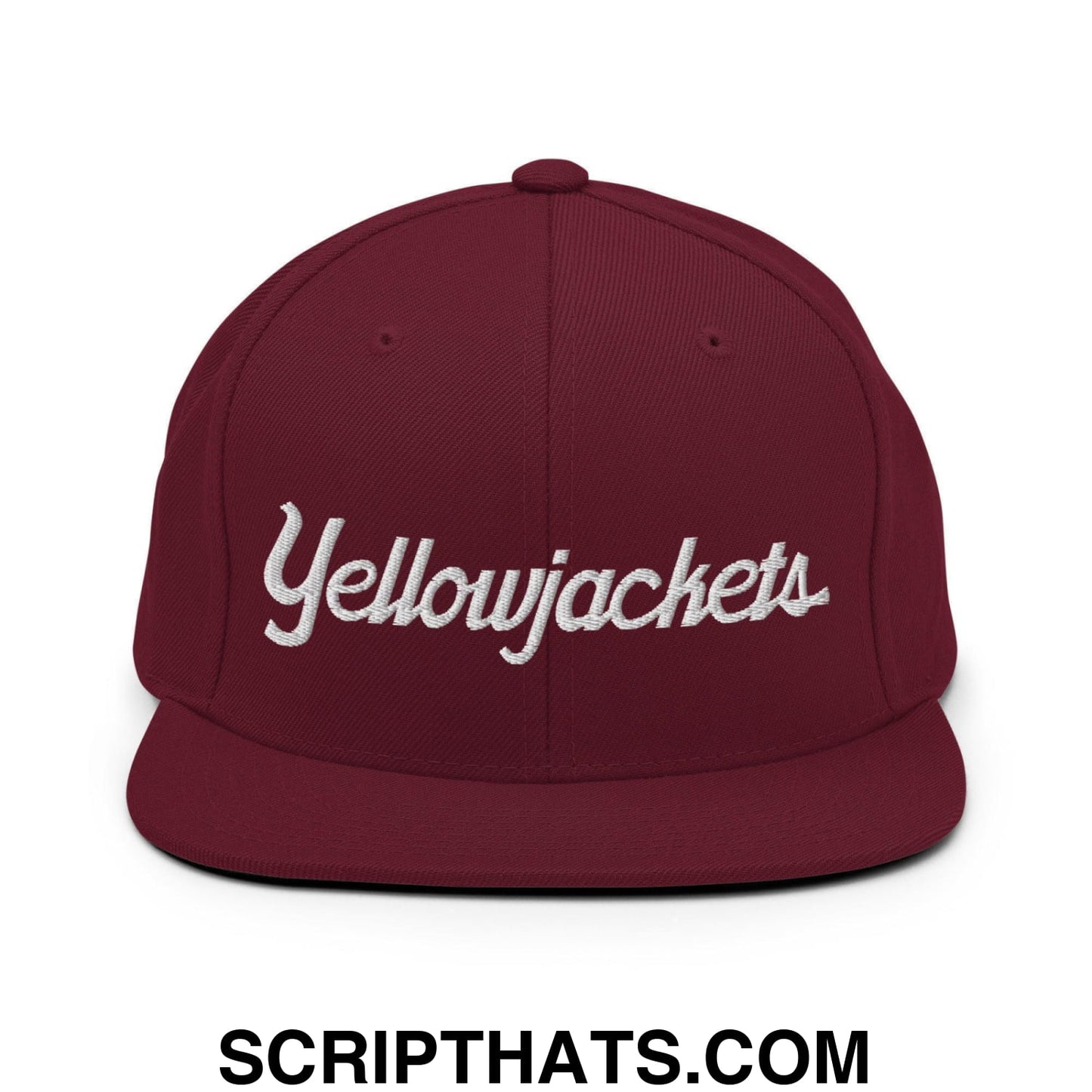 Yellowjackets School Mascot Script Snapback Hat Maroon