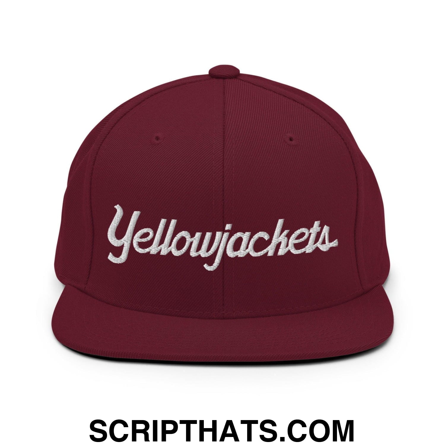Yellowjackets School Mascot Script Snapback Hat Maroon