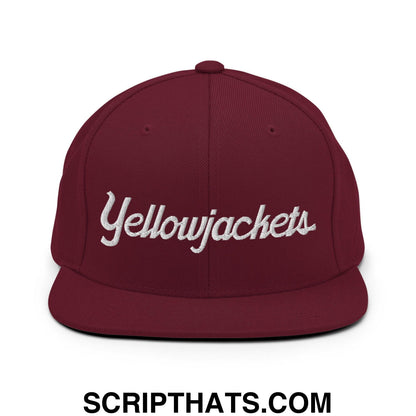 Yellowjackets School Mascot Script Snapback Hat Maroon
