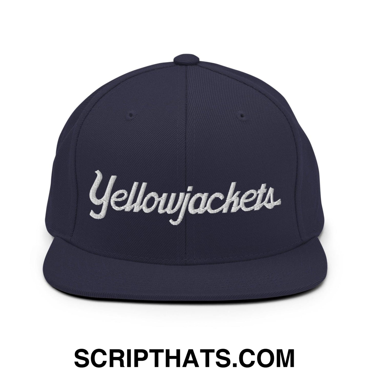 Yellowjackets School Mascot Script Snapback Hat Navy