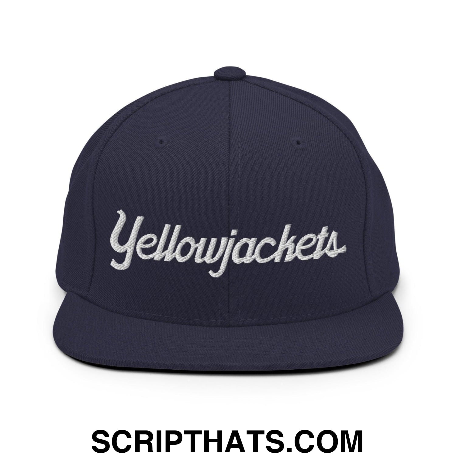 Yellowjackets School Mascot Script Snapback Hat Navy