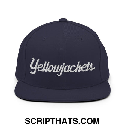 Yellowjackets School Mascot Script Snapback Hat Navy