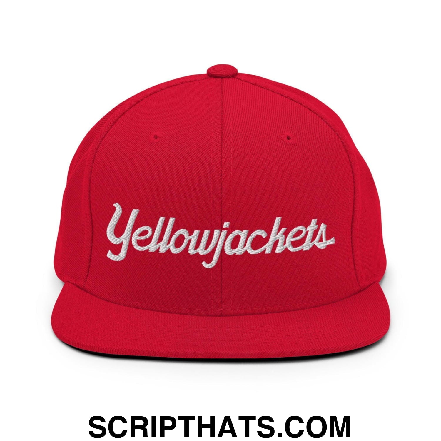 Yellowjackets School Mascot Script Snapback Hat Red