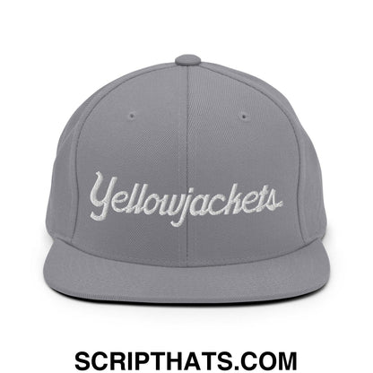 Yellowjackets School Mascot Script Snapback Hat Silver
