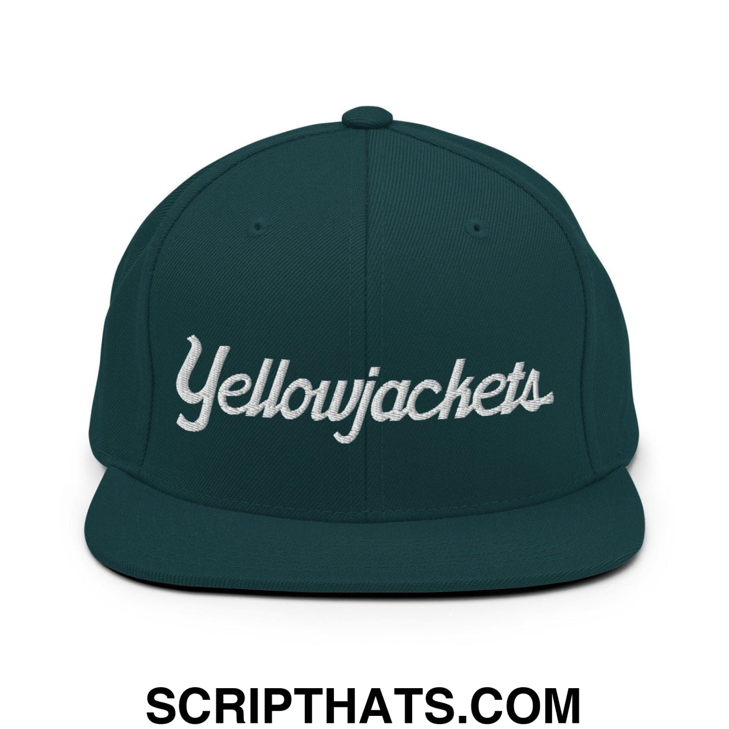 Yellowjackets School Mascot Script Snapback Hat Spruce