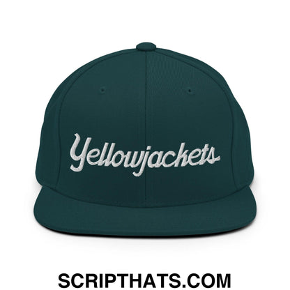 Yellowjackets School Mascot Script Snapback Hat Spruce