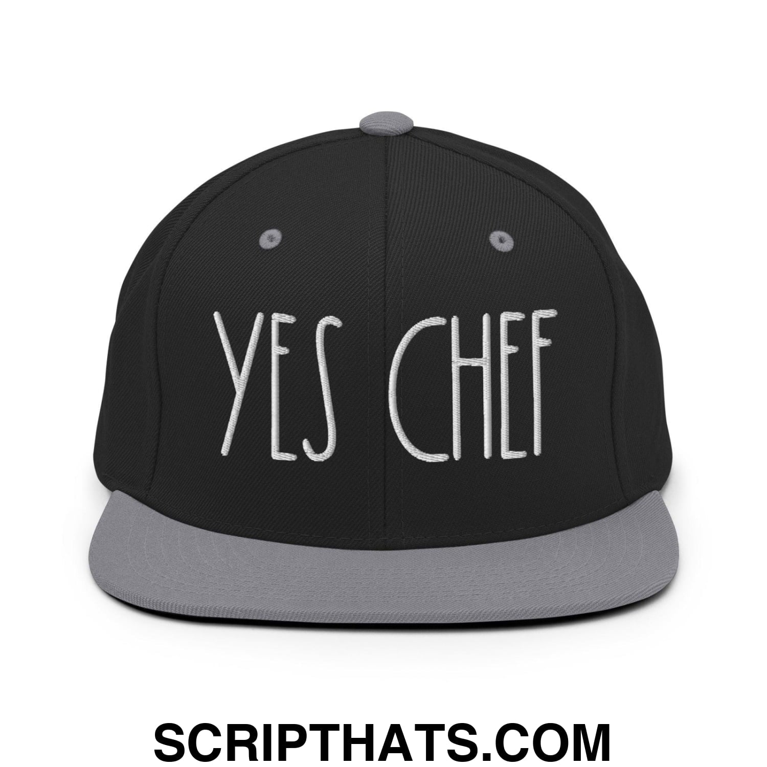 Yes Chef Bill Brim Snapback Hat Black Silver
