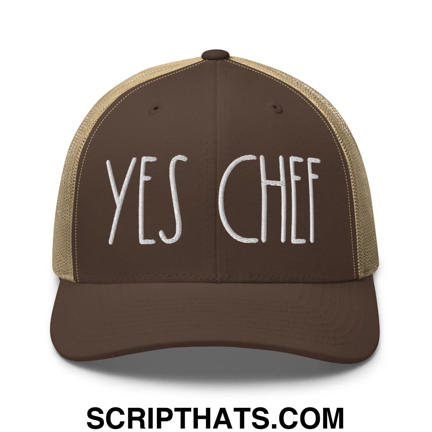 Yes Chef Retro Trucker Hat Brown Khaki