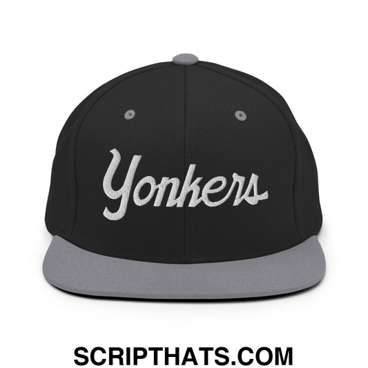 Yonkers Script Snapback Hat Black Silver