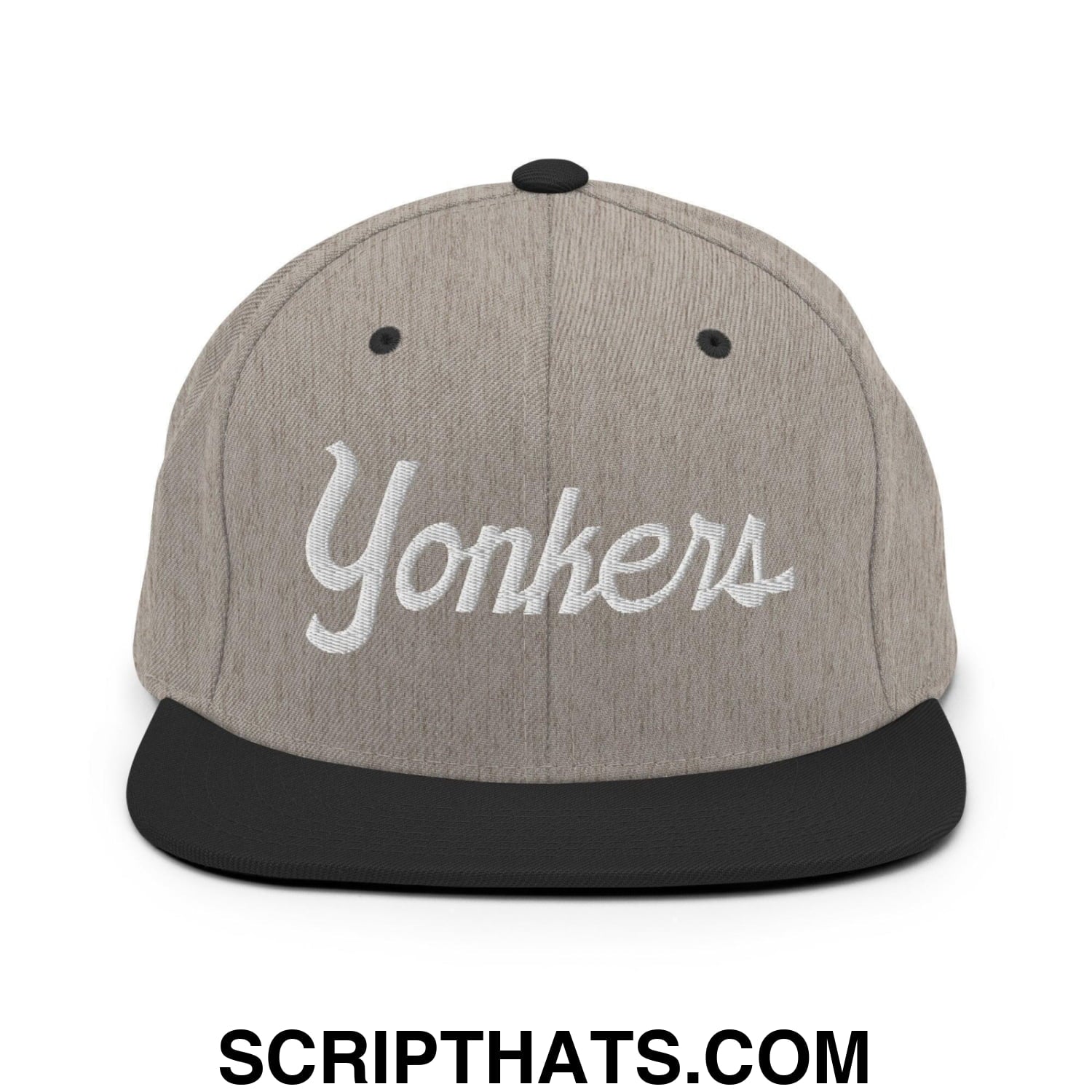 Yonkers Script Snapback Hat Heather Black