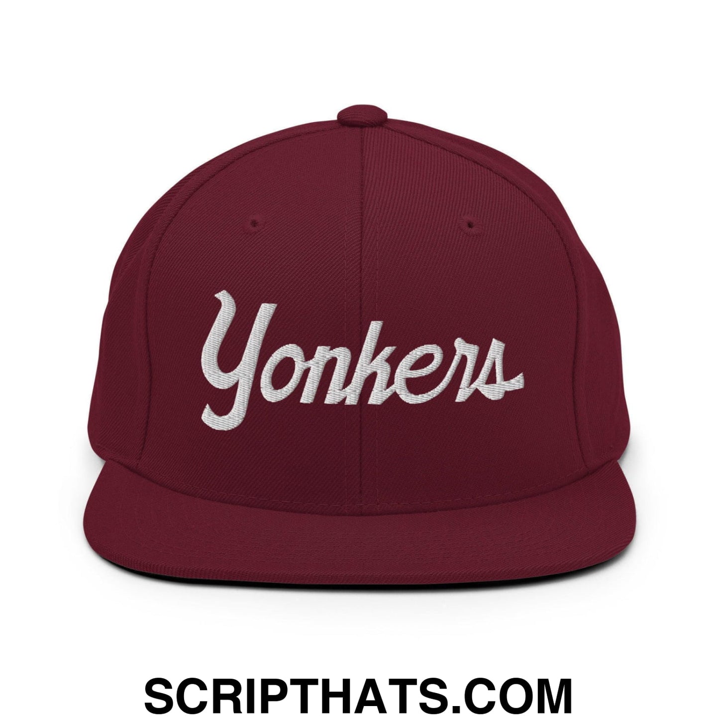 Yonkers Script Snapback Hat Maroon