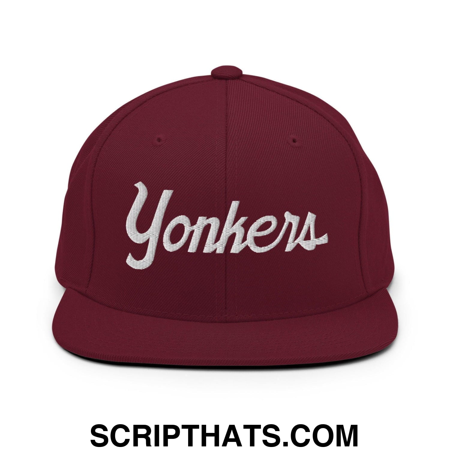 Yonkers Script Snapback Hat Maroon