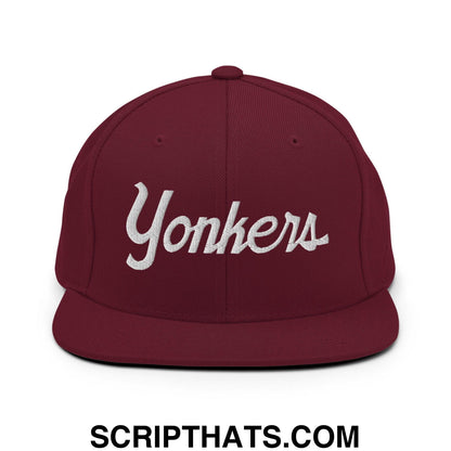 Yonkers Script Snapback Hat Maroon