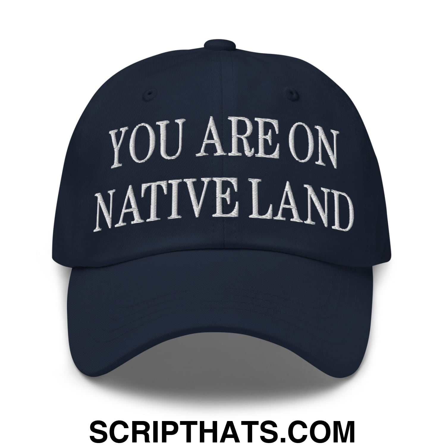 You Are On Native Land Embroidered Dad Hat Navy