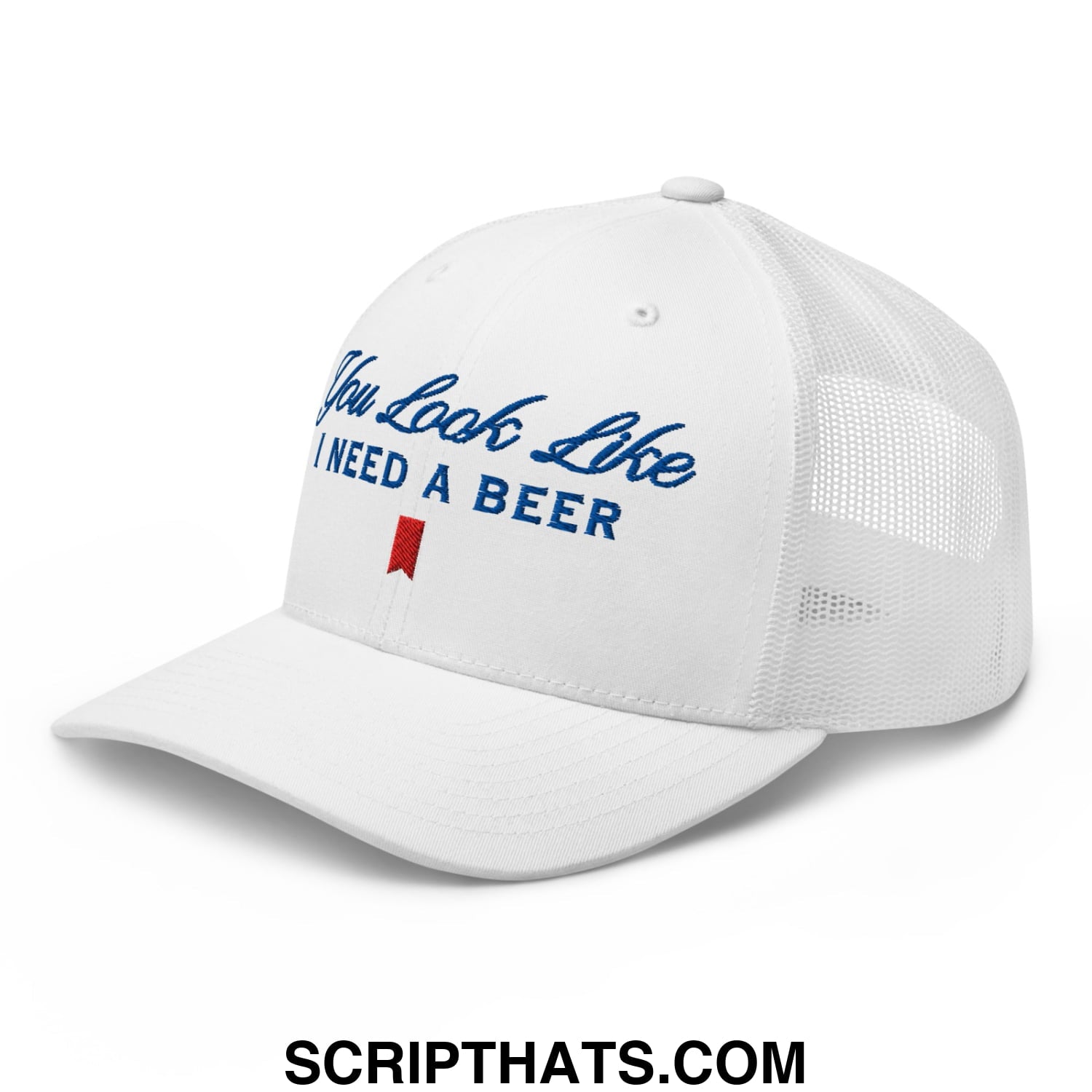 You Look Like I Need a Beer Embroidered Mesh Trucker Hat Default Title