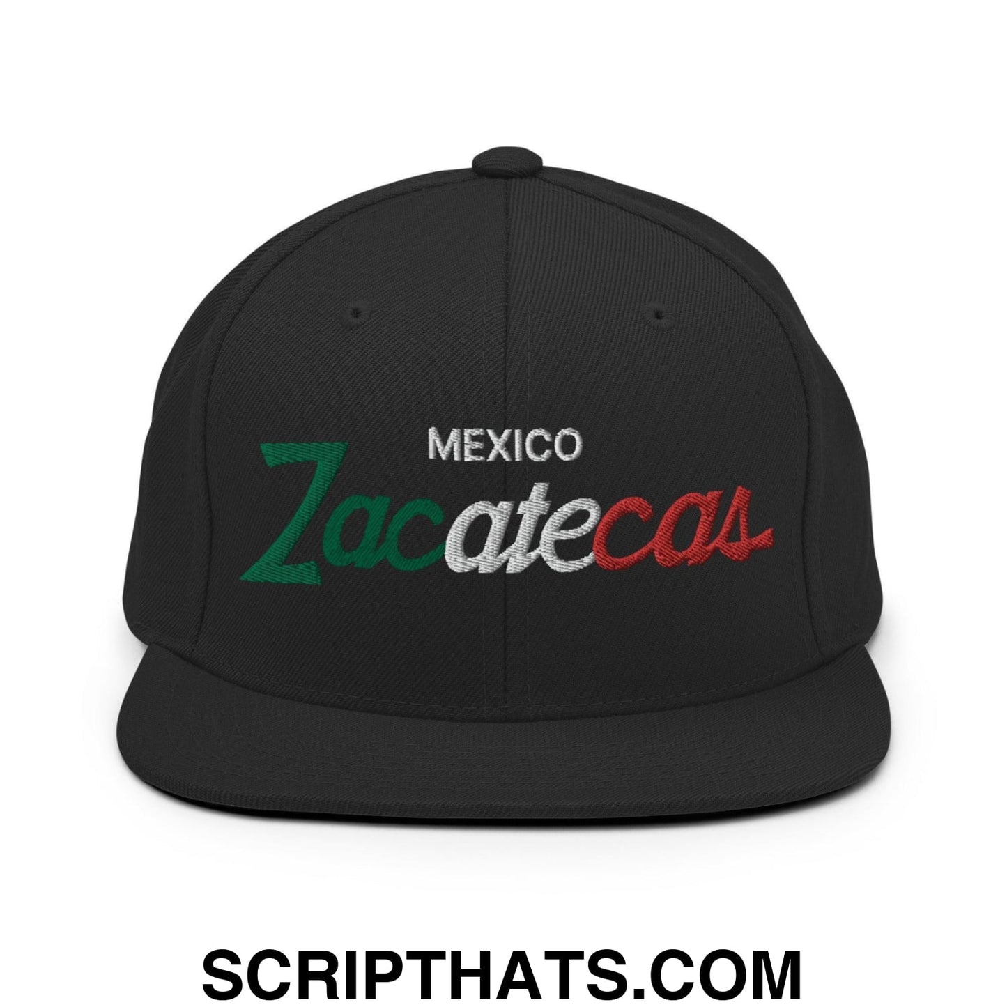 Zacatecas Mexico Vintage Sports Script Snapback Hat Black