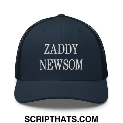 Zaddy Newsom Embroidered Mesh Trucker Hat Moss Khaki