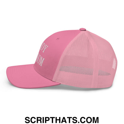 Zaddy Newsom Embroidered Mesh Trucker Hat Pink
